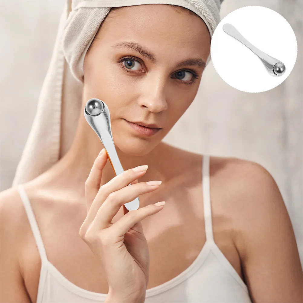 

2pcs Stainless Steel Under Eye Roller For Puffiness Dark Circles Eye Cream Applicator Tool Facial Depuffer