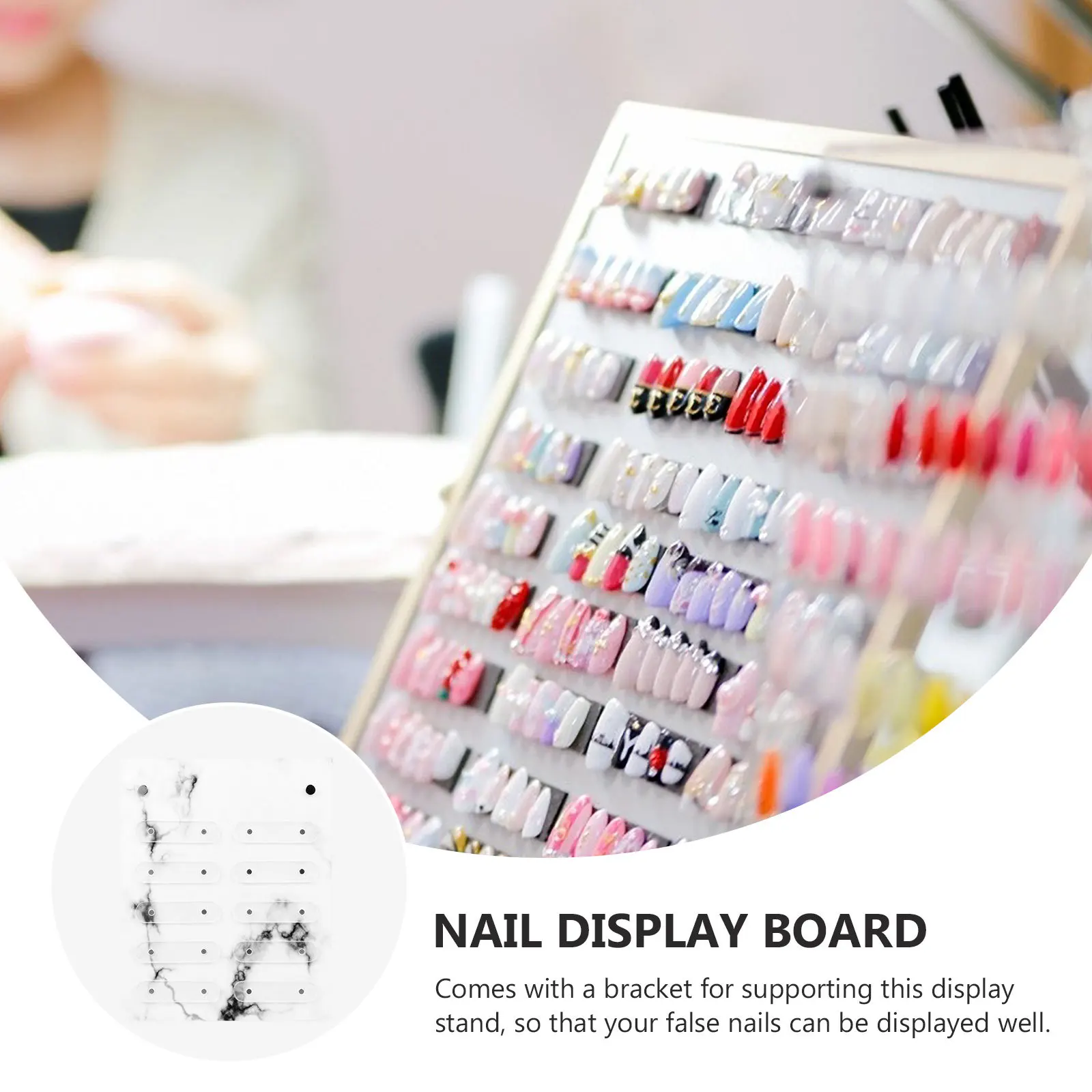 

Elegant Magnetic Nail Art Display Board Acrylic Marble Design Portable Stand for False Nails Decoration Desk Accessory