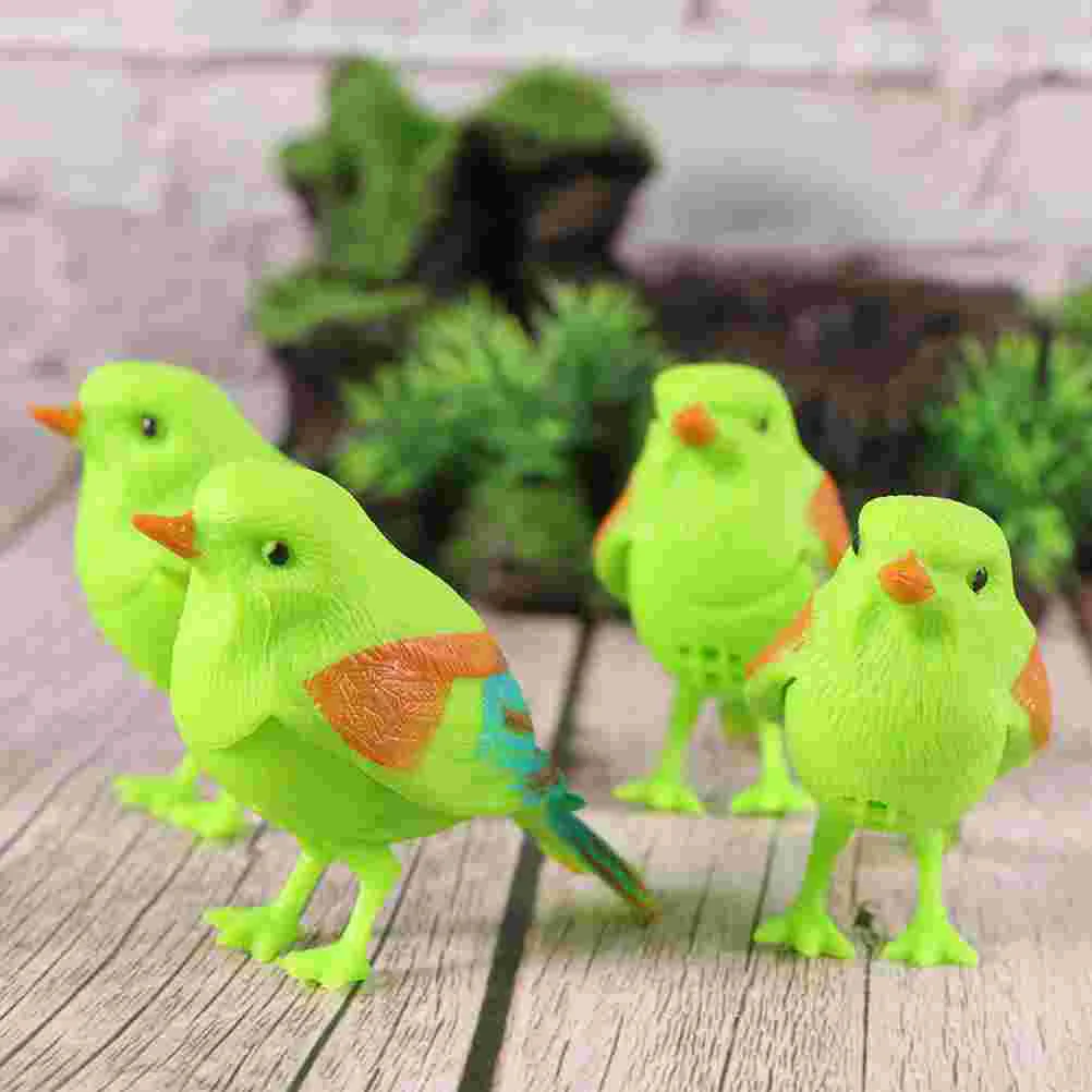 4 pçs brinquedo de pássaro cantando chirping ativação de voz colorido eletrônico animais de estimação leve resistente à queda natureza amorosa