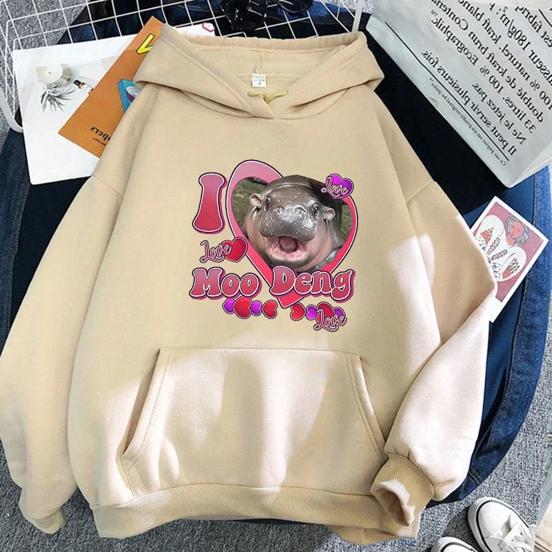 

Moo Deng Baby Hippo Hoodie Retro Women/men Hoodies Unisex Sweatshirt Vintage Christmas Kawaii Aesthetic Harajuku Winter Clothes