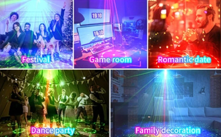 DJ Disco Bühnen-Partybeleuchtung Fernbedienung Sprachgesteuerte Laser RGB Stroboskop-Lichtprojektor Heim Weihnachten Halloween Dekoration – Detail 5