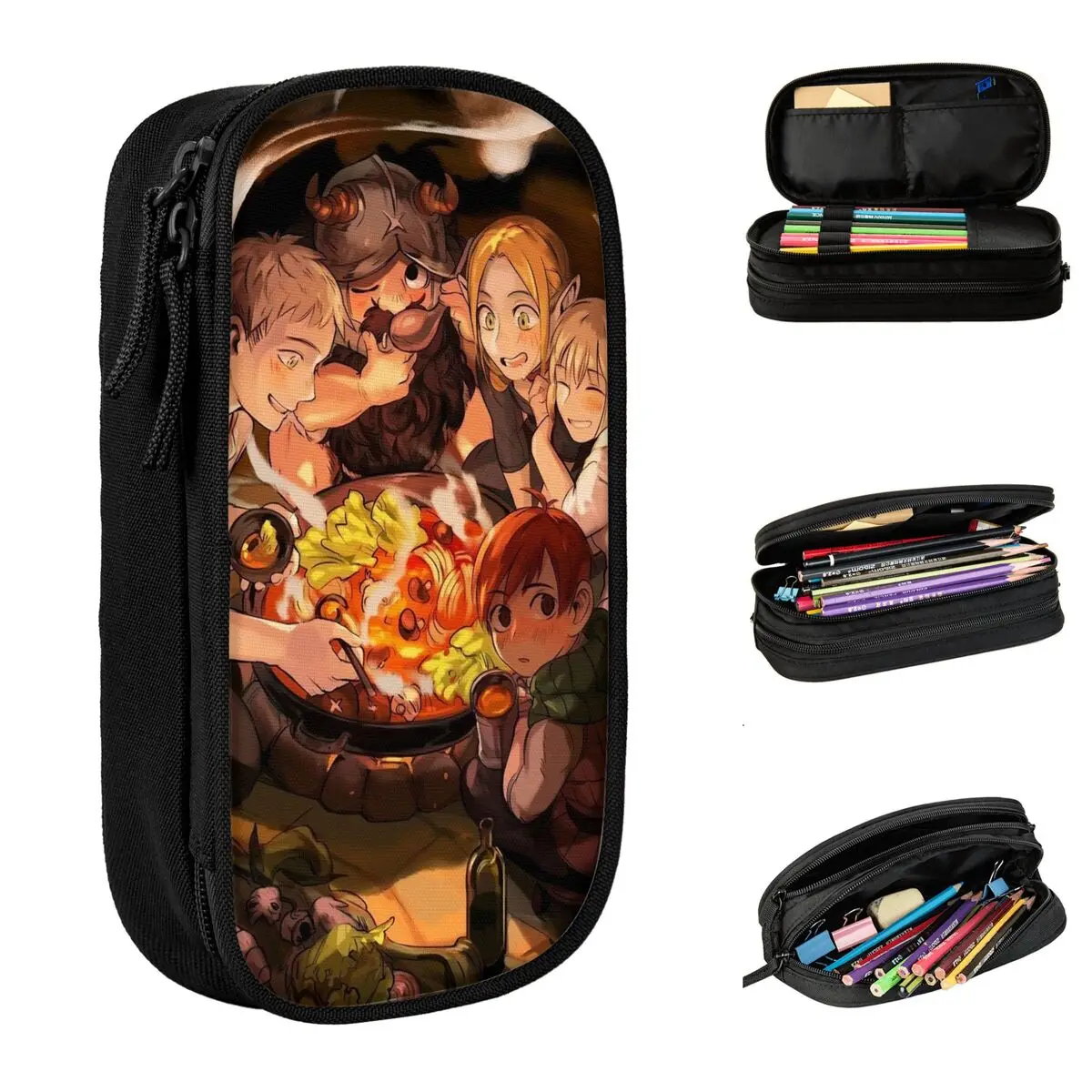 japones anime dungeon meshi lapis case adoravel delicioso no calabouco pen holder bolsa estudante material escolar ziper 01