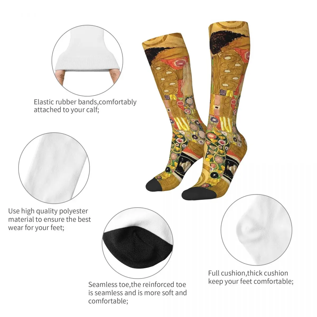 Gustav Klimt-calcetines largos de Kiss And Hug Me para mujer, medias absorbentes de sudor, Harajuku, todas las estaciones, regalos Unisex