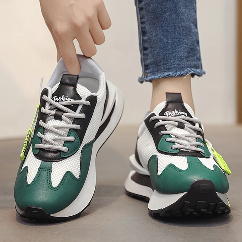 Women Platform Sneakers Mixed Colors Design Casual Shoes Trainers Running Sports Shoes Lace Up Comfortable Tennis Sneakers 36-41