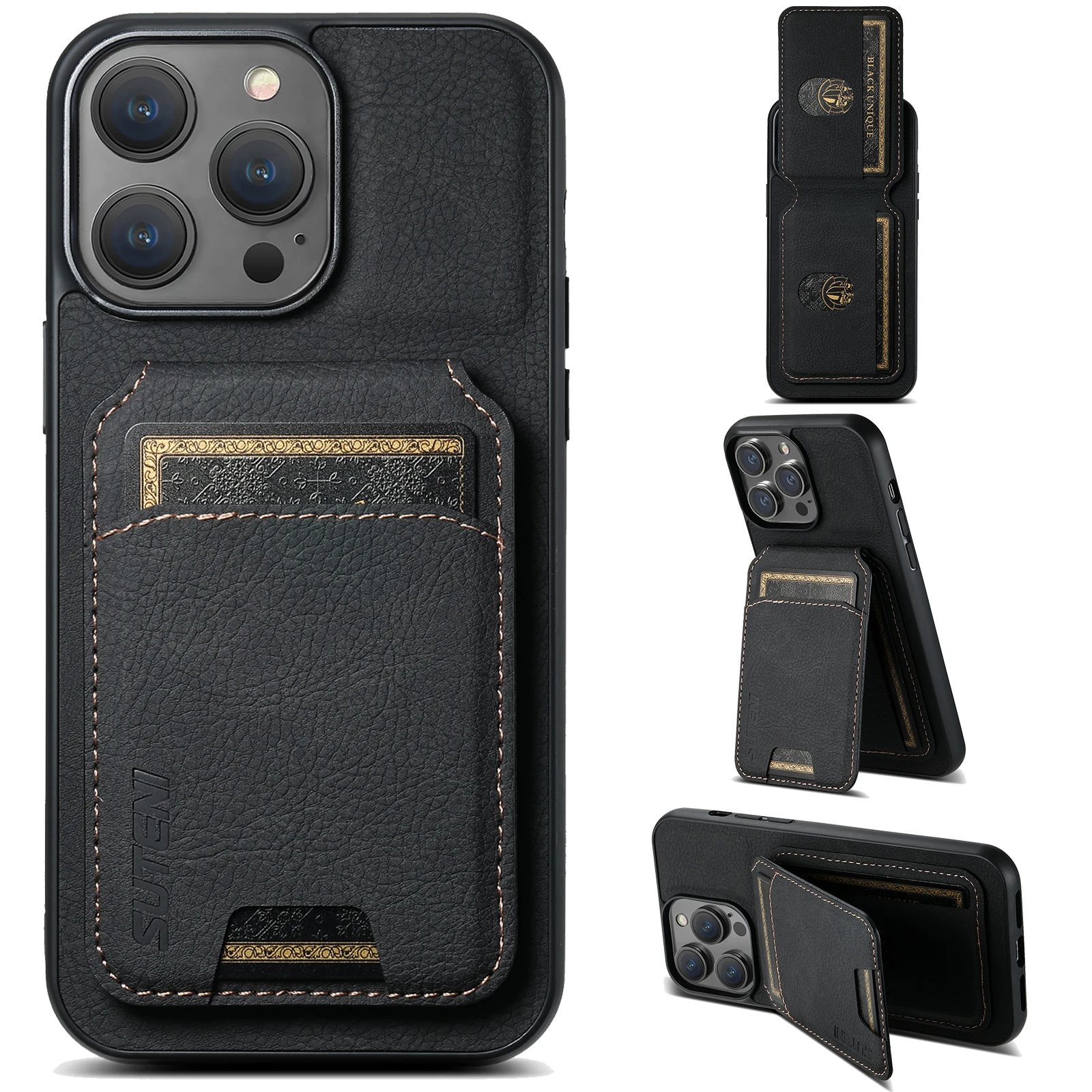 SUTENI Kartenhalter Kartenhülle Handyhülle Luxus PU Leder Handyhalter für iPhone 16 Pro Max 15Plus 14 13 12 11 XR X – Detail 22