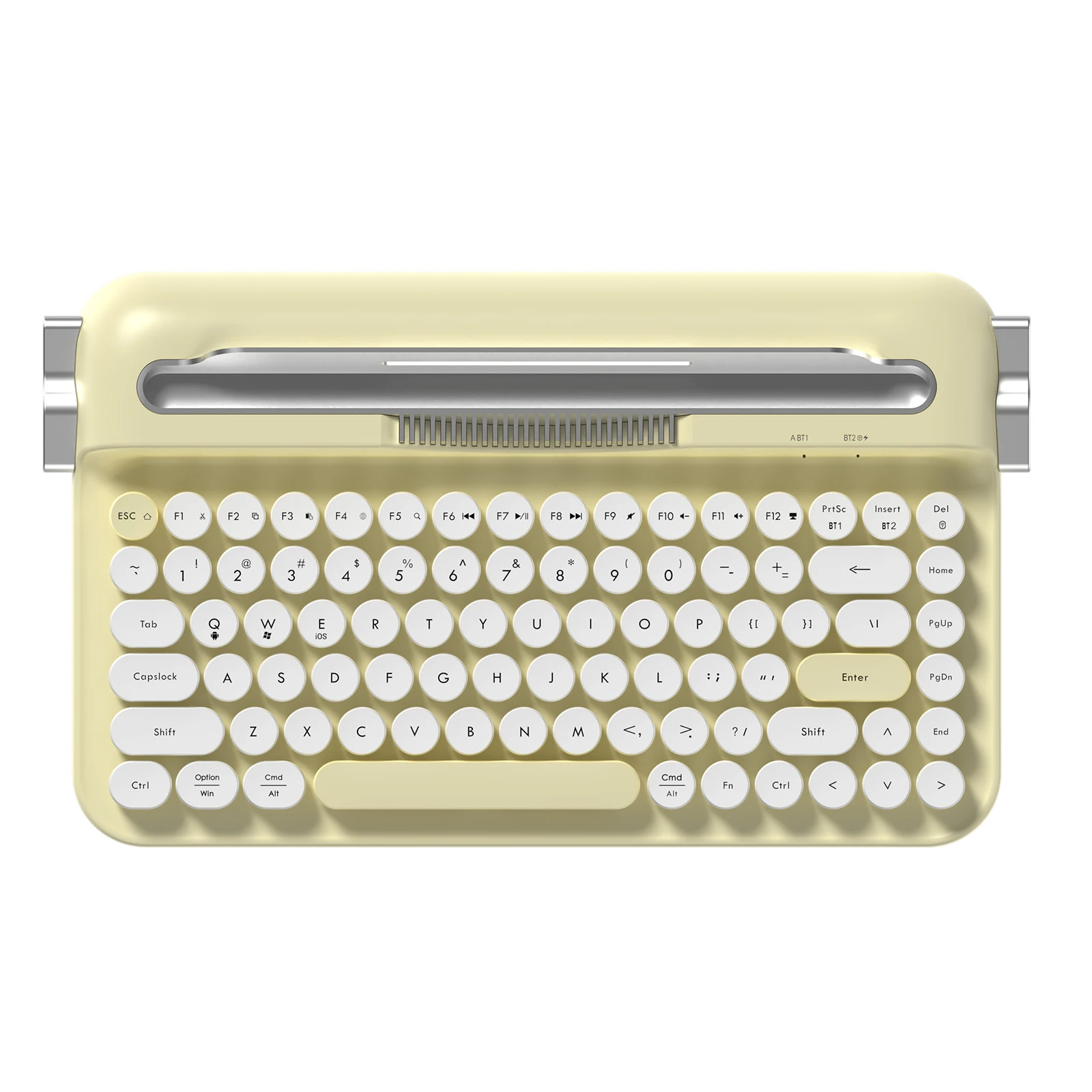 لوحة مفاتيح آلة كاتبة صامتة ذات غشاء لاسلكي من Ajazz AF84، اتصال بلوتوث/2.4G ثنائي الوضع، حامل للكمبيوتر اللوحي والهواتف المحمولة