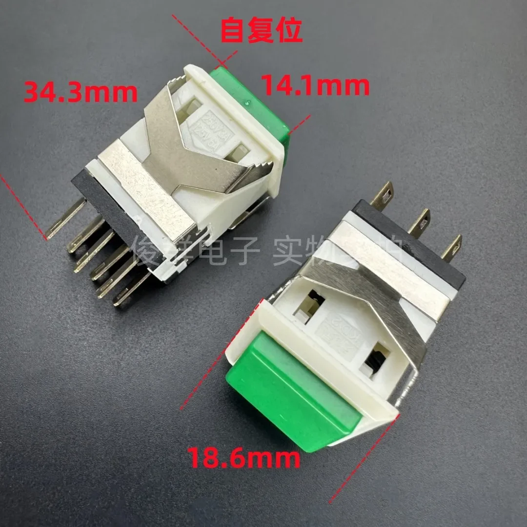 10pcs/ KD2-24 No lock No light self-resetting square button 6-pin button switch 2 normally open 2 normally closed 3A250V