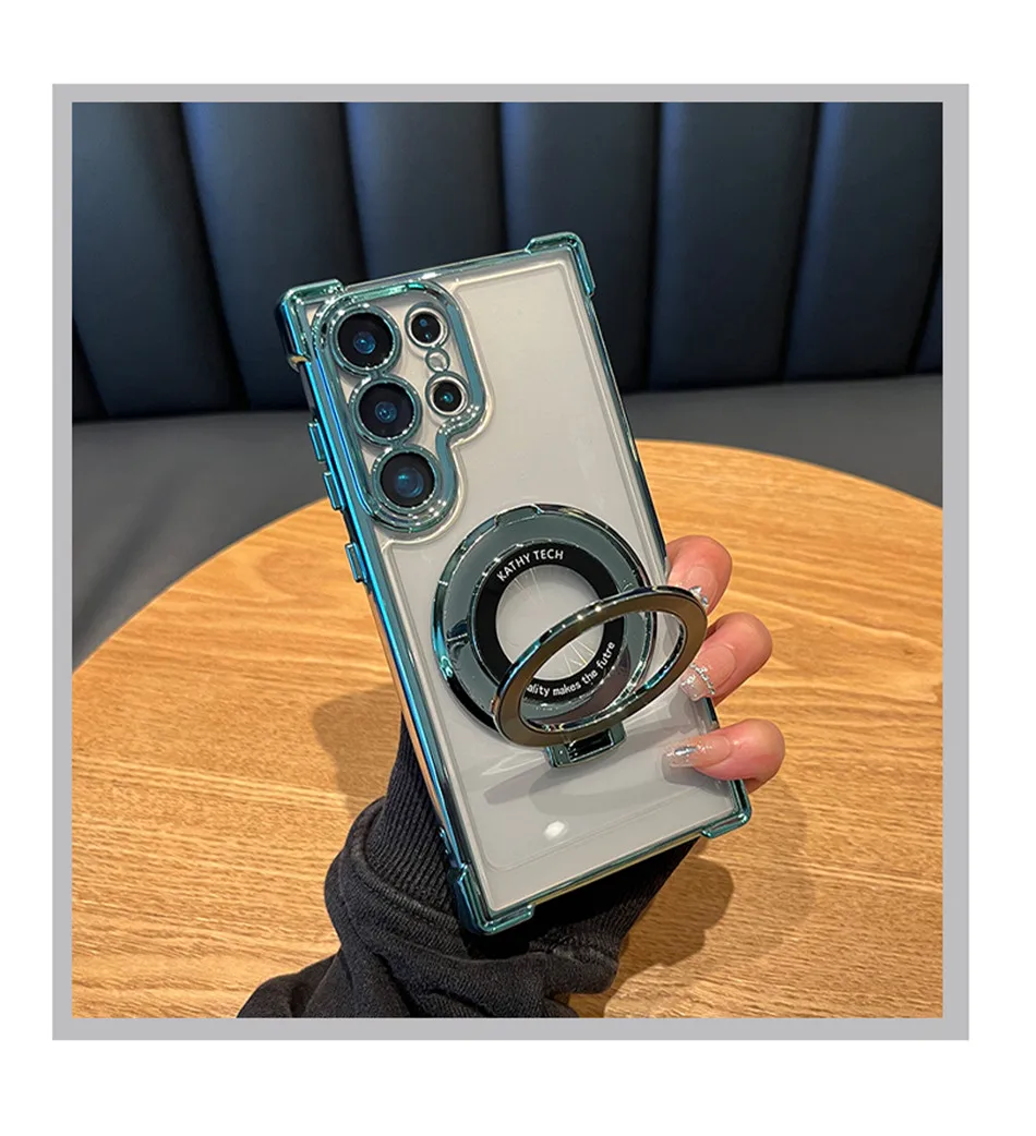 Luxuriöse Magnetische Galvanisierte Schutzhülle mit Ständer für Samsung Galaxy S25 S24 Ultra S23 S22 S20 Note 20 10 Plus mit Linsenschutz – Detail 11