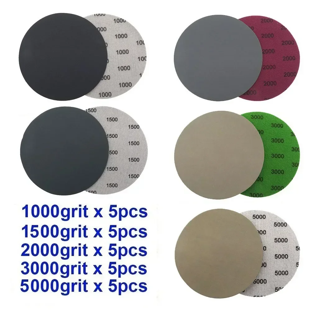 50Pcs 5 Inch 125mm Waterproof Sanding Discs Hook & Loop Silicon Carbide Sandpaper Wet/Dry 60-10000 Grit for Polishing Grinding