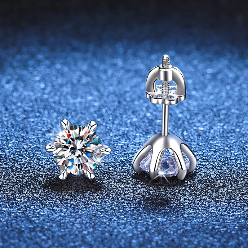 4ct Moissanite Screwback Stud Earrings Women 925 Sterling Silver Pass Tester Mosan Diamond Ear Studs Hip Hop Jewelry Wholesale