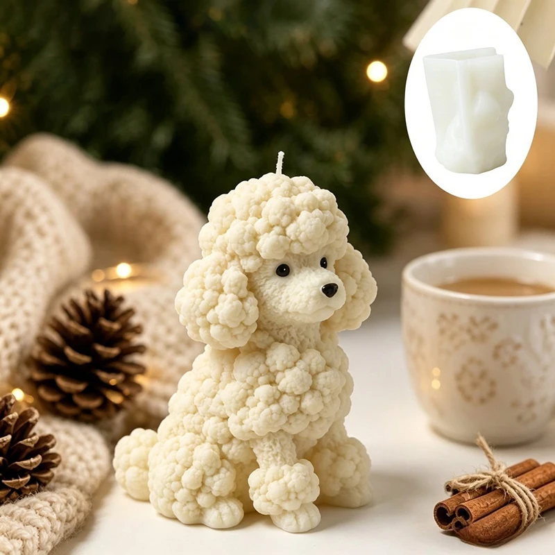 3D Poodle Dog Candle Silicone Mold DIY Handmade Aromatherapy Candle Gypsum Soap Making Molds Animal Puppy Home Decoration