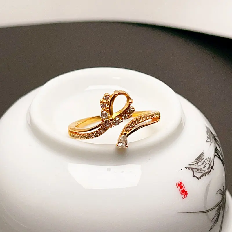 

925 Silver Adjustable Ring Setting 4mm*6mm Gemstone Ring Making Supplier 18K Gold Plated Jewelry DIY Supplier