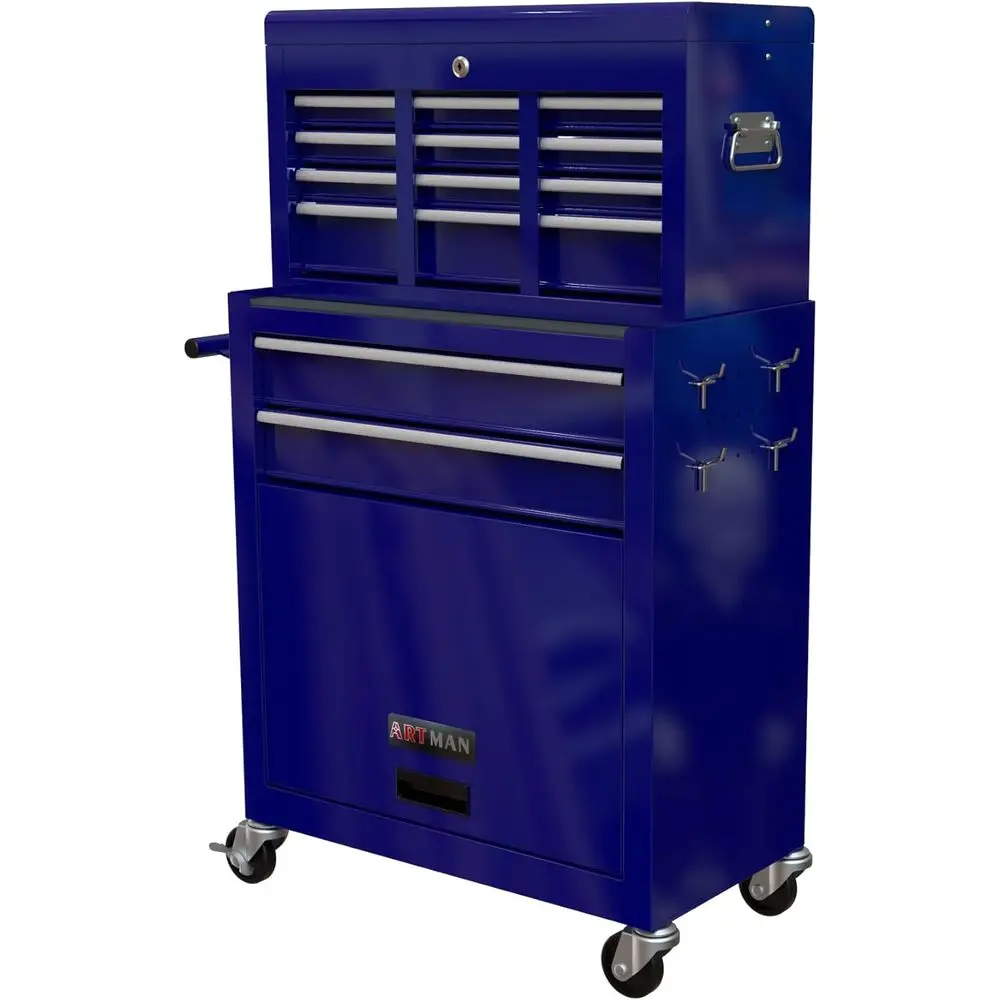 

Blue Rolling Tool Chest with Wheels, High Capacity Storage Cabinet, Lockable and Portable Toolbox Organizer for Garage Workshop