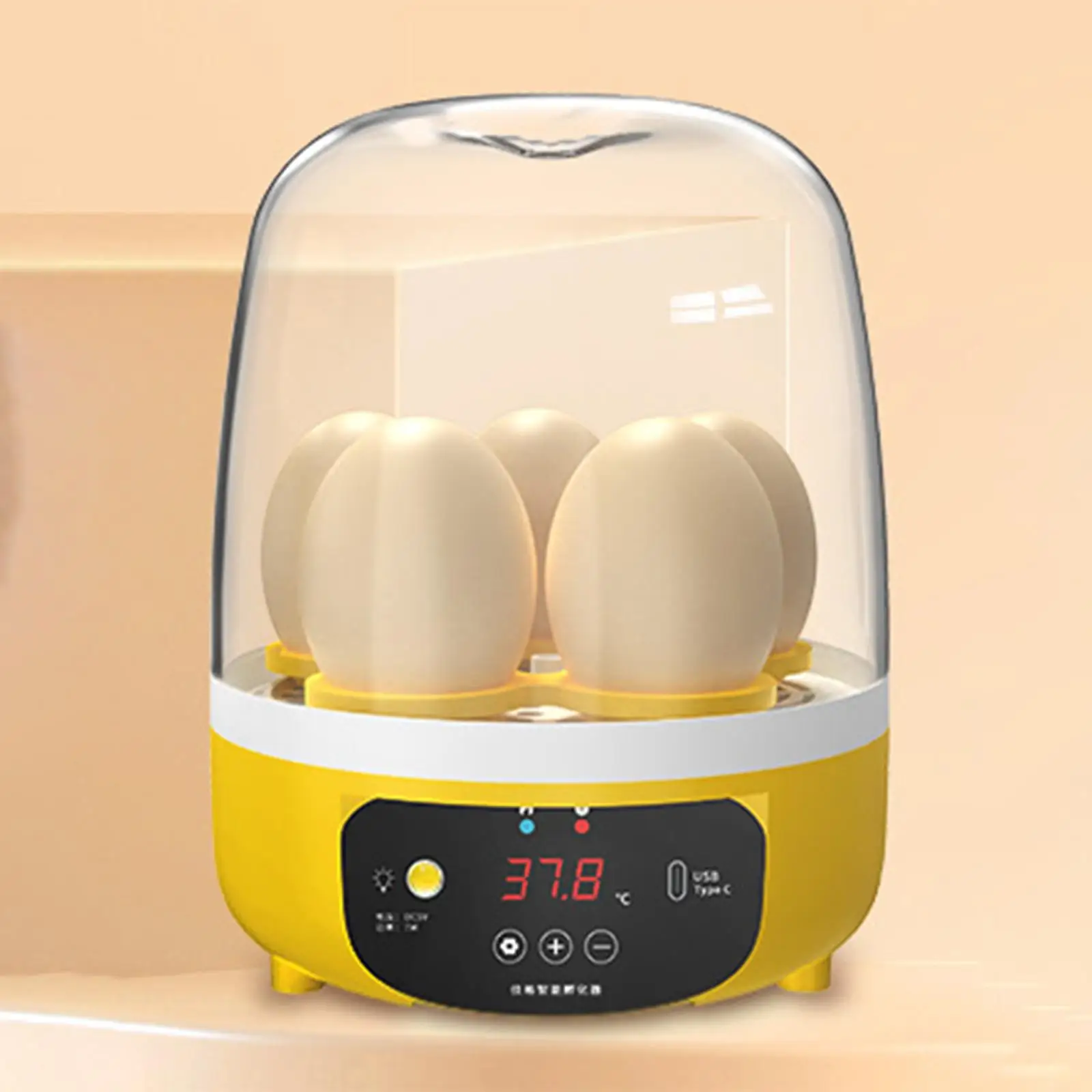 Portable Digital Automatic Egg Incubator Holds 5 Eggs USB Rechargeable LED Light Small Poultry Hatcher for Hatching Pigeon Bird