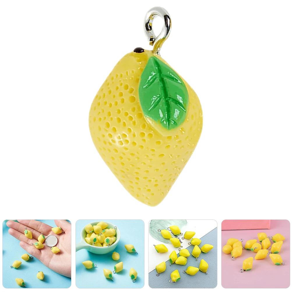 

20 Pcs Fruit Simulation Lemon Pendant Charm Bracelet Resin Jewelry Charms for Making
