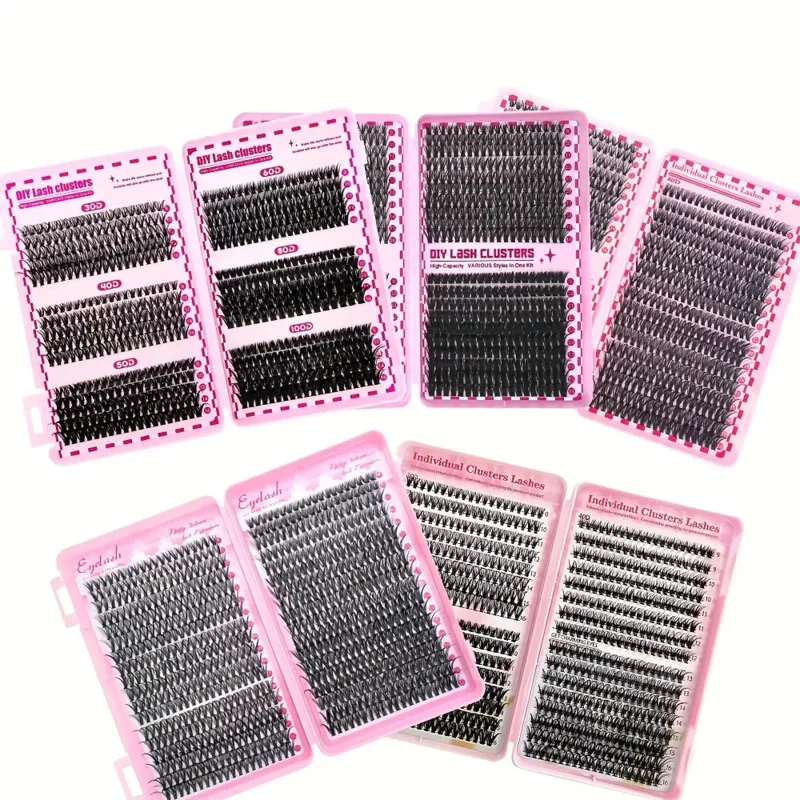 DIY 속눈썹 연장 클러스터 북 - D컬 메가 개별 속눈썹, 내추럴 & 캣아이 스타일, 집에서 재사용 가능한 인조 속눈썹
