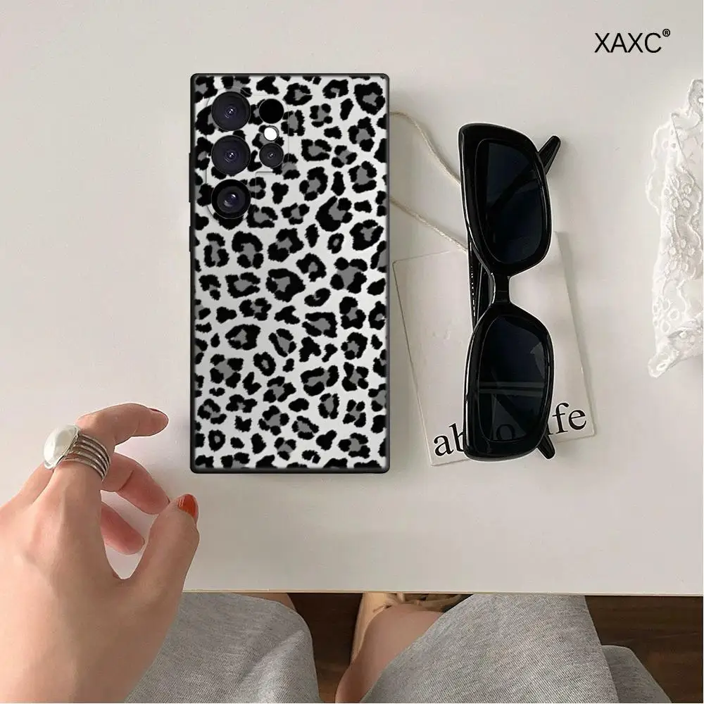 Black Leopard Print Pattern Silicone Phone Case For Samsung Galaxy S26 Ultra S25 24 23 22 Plus Edge S21 TPU soft shell Covers