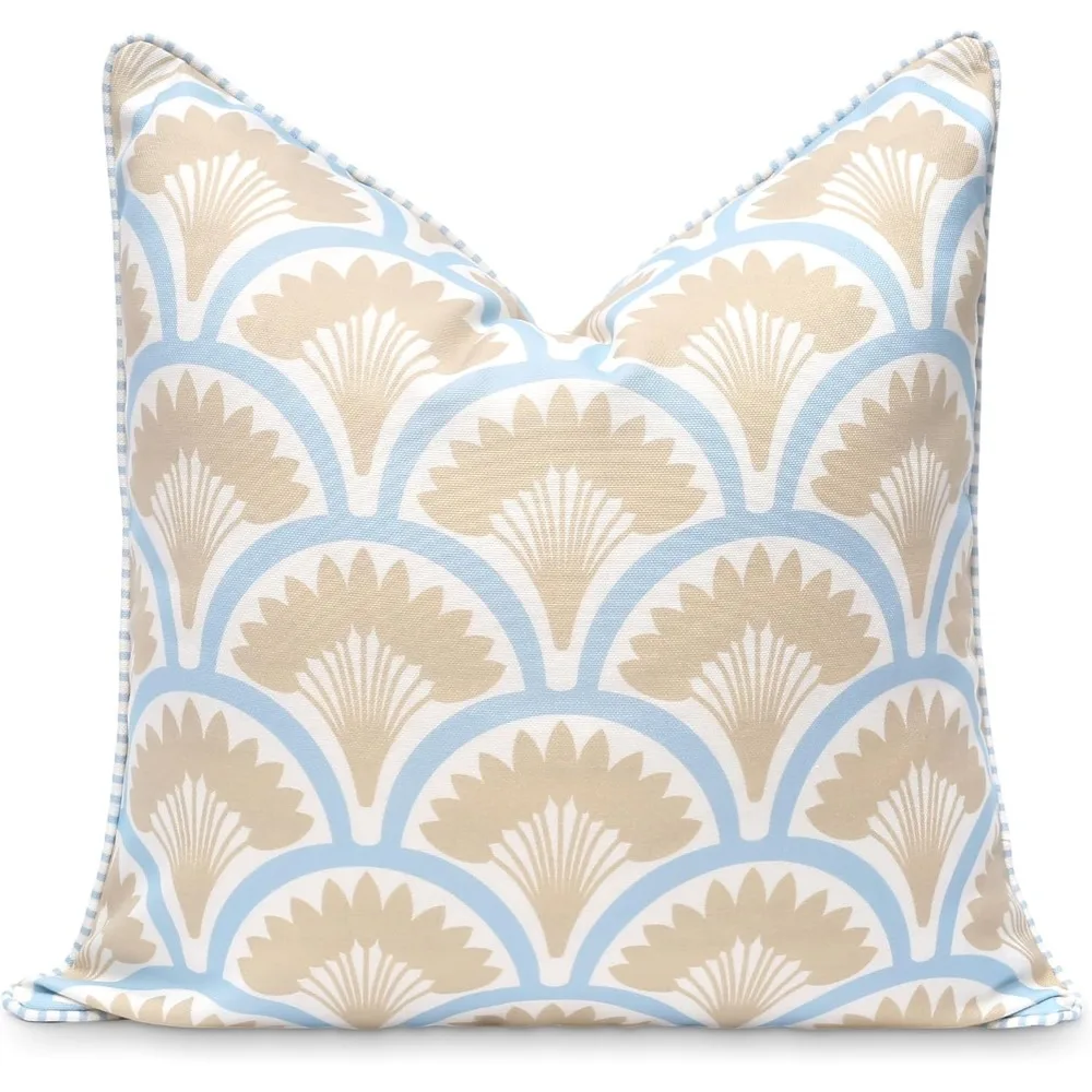 

Premium Coastal Patio Pillow Cover, 20x20 Inches, Water-Resistant, Suitable for Outdoor and Indoor Use, Baby Blue and Tan Colors