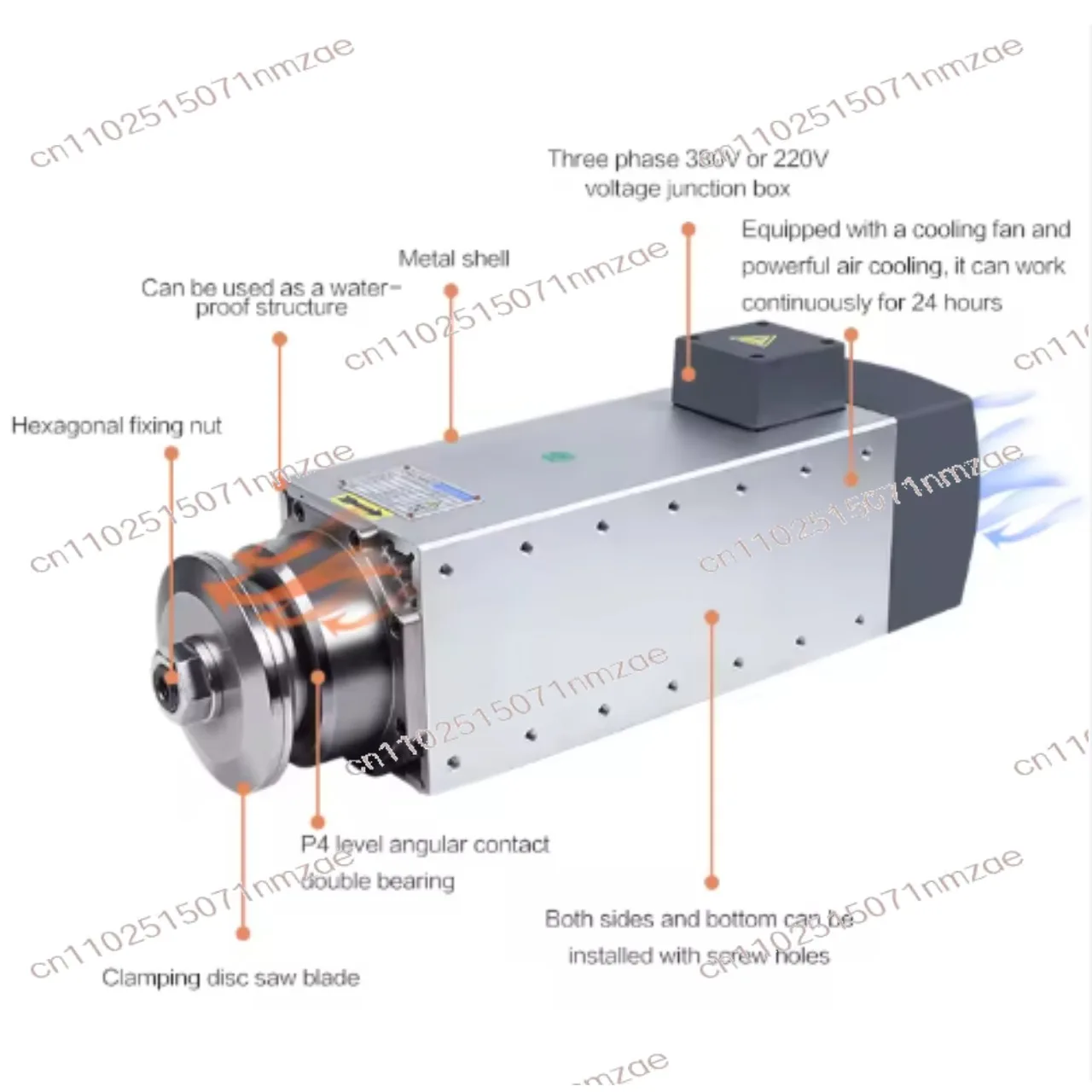 CNC Router Machine Tool High-speed Spindle Air-cooled Circular Saw  5.8Kw