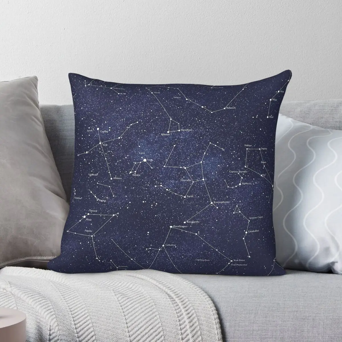 Constellations Star Map Square Pillowcase Polyester Linen Velvet Pattern Zip Decorative Home Cushion Cover