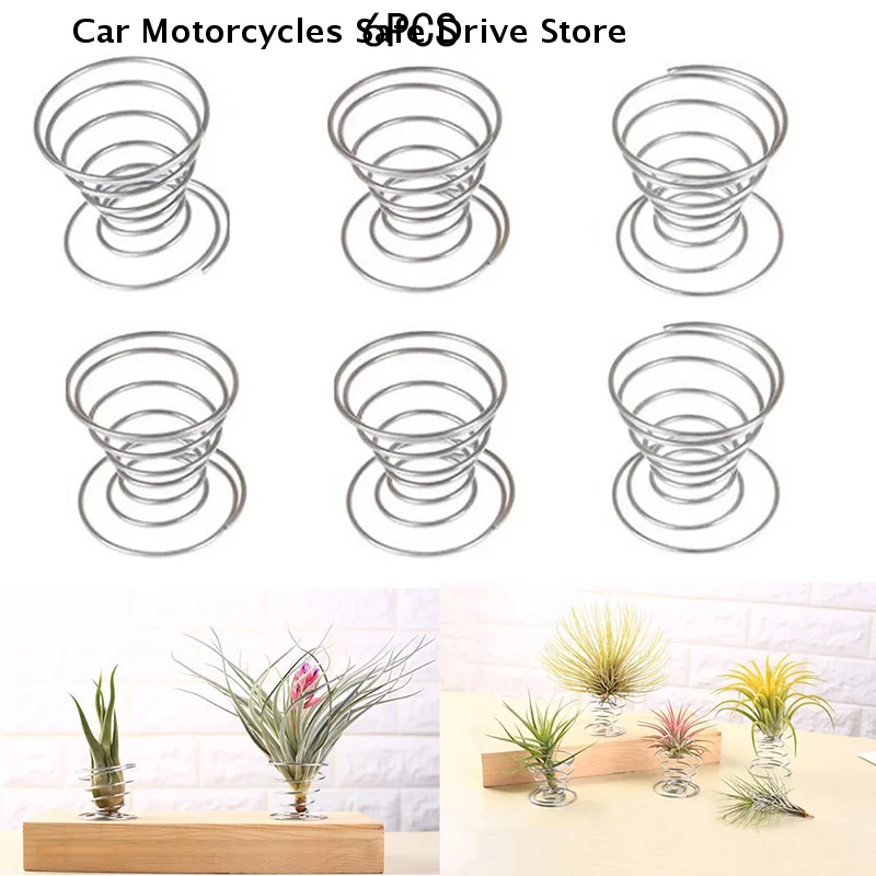 【CM】6 Macetas de Acero Inoxidable para Plantas Aéreas, Soporte para Tillandsia, Exhibidor de Plantas de Mesa, Florero