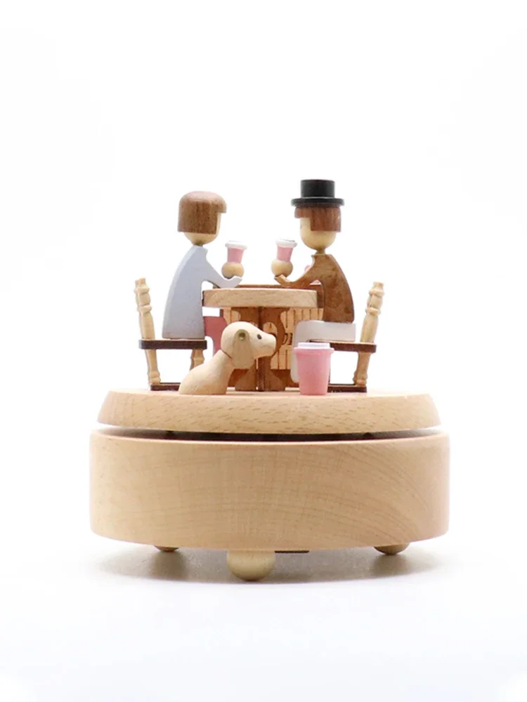 

Wooden rotating music box Wedding Qixi Festival gift spirited away tabletop decoration exquisite ornaments caja musical