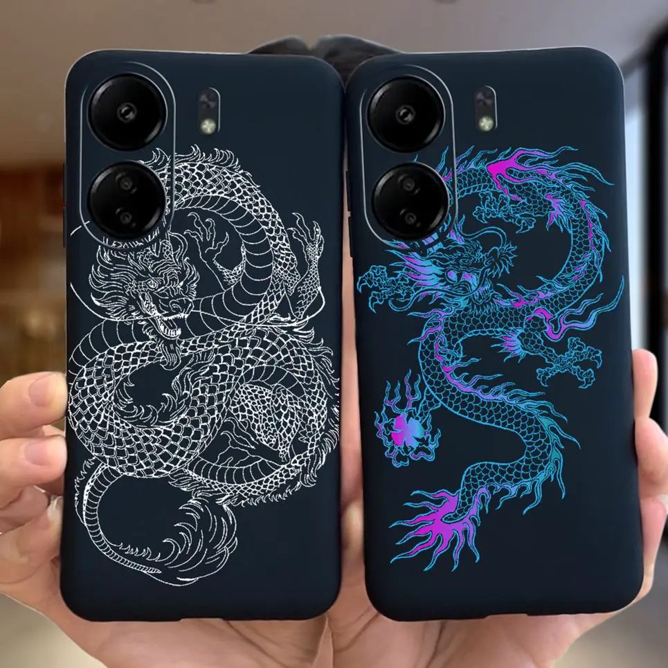 For Xiaomi Redmi 13C 12C 10C 4G Case Cool Style Dragon Pattern Back Cover Soft Luxury Silicone For Redmi12C 10 C Redmi13C Etui