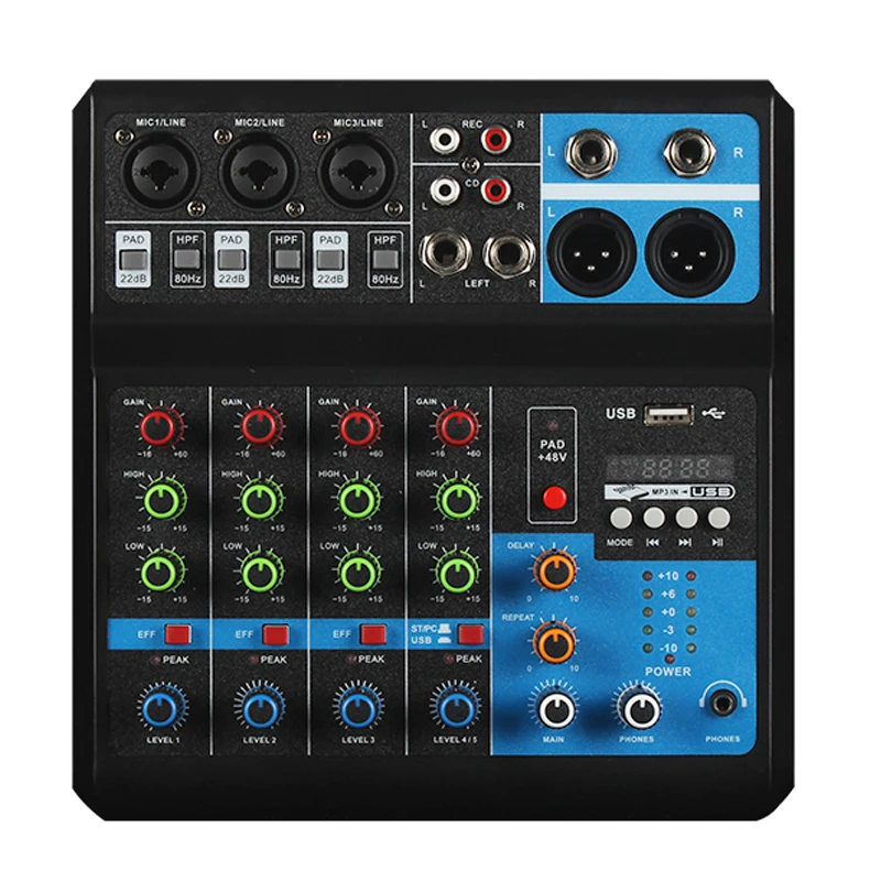 Portable Audio Mixer  5 Channels For DJ Equipment Sound Card Digital Mixing Console  Mixer Controller For Studio Recording KTV