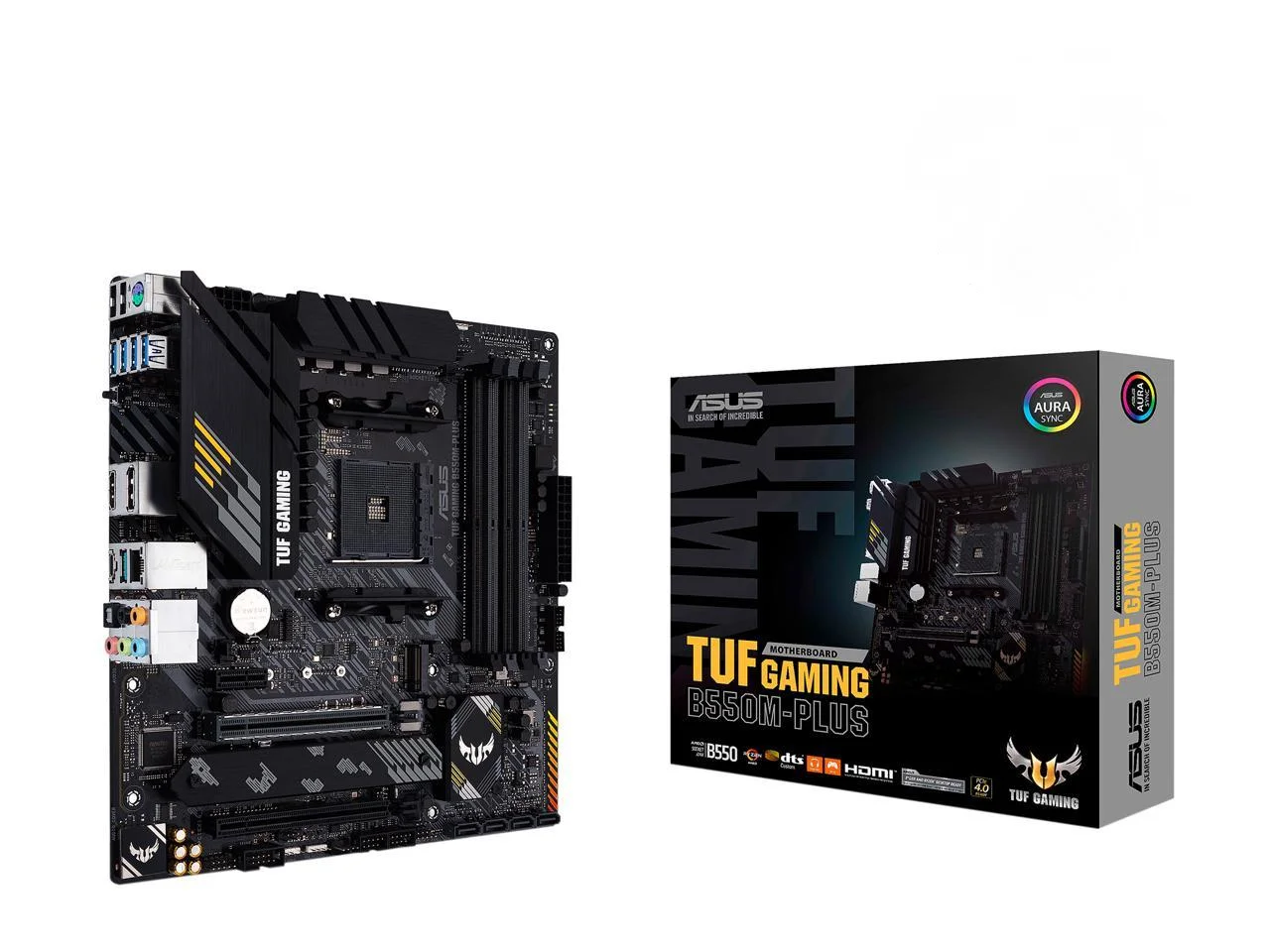 ASUS TUF GAMING B550M-PLUS AMD B550 Ryzen AM4 Micro ATX Gaming Motherboard, PCIe 4.0, Dual M.2, 10 DrMOS power stages,2.5Gb Port