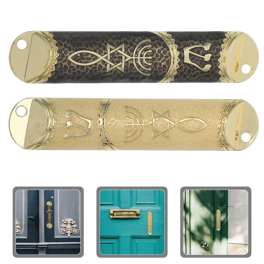 2Sets Zinc Alloy Mezuzah with Scroll Doorpost Decoration Jewish Faith Symbol Blessing Wall Decor Religious Judaica
