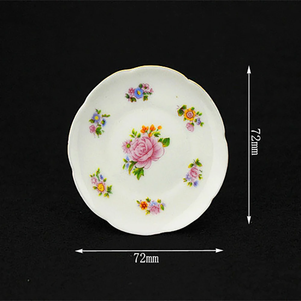 1/12 Dollhouse Miniature Ceramic Tea Set  Mini Teapot Cup Plate Model Toy for Doll House Accessories Decoration ob11 bjd