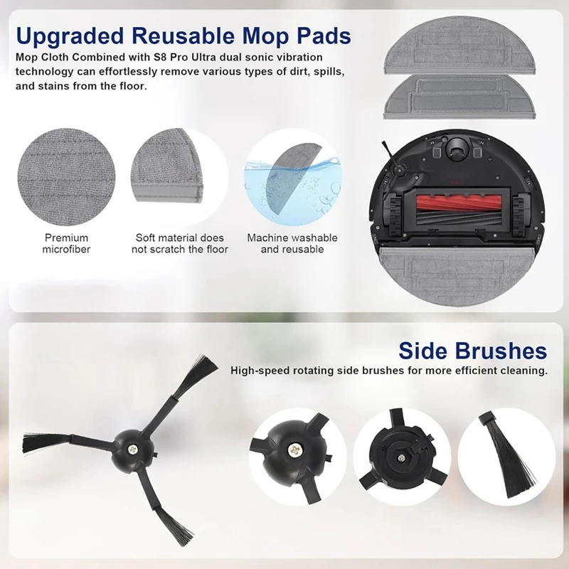 Für roborock s8 pro ultra roboter staubsauger ersatzteile hauptseite bürste mop pad wasch bar filter vakuum beutel