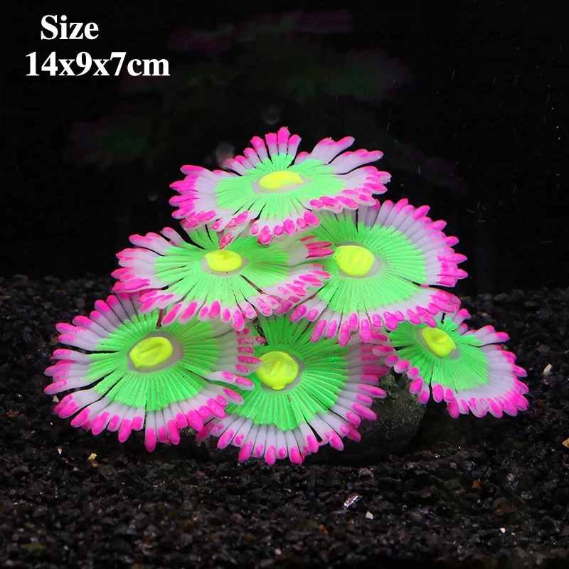 Silicone Simulated Sea Anemone Night Glow Effect Fish Tank Decoration Aquarium Underwater World Plant Decoration Accessories