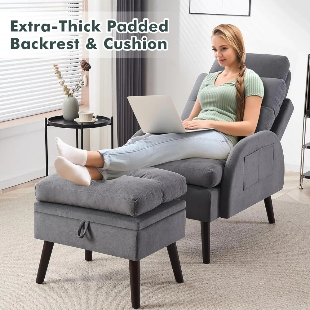 كرسي صالة مخملي معاصر مع مسند، كرسي قراءة مريح ومجموعة عثمانية، مسند ظهر مخملي كبير الحجم قابل للتعديل #6