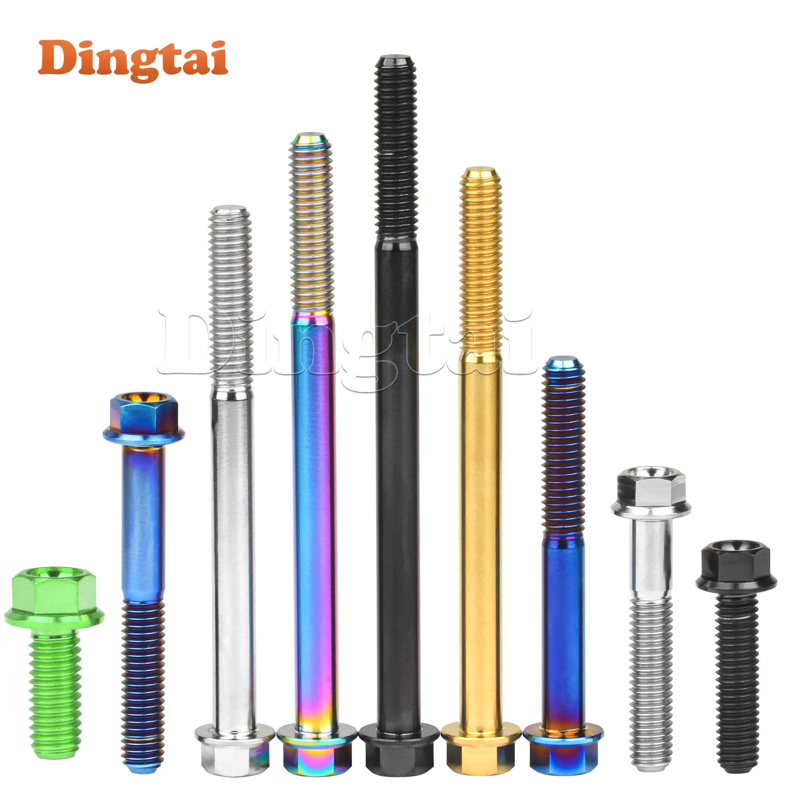 

Dingtai Titanium 10PCS M6x10 15 20 25 30 35 40 45 50 55 60 65 70 75 80 90 100mm Small Flange Hex Head Screw for Bike Motorcycle