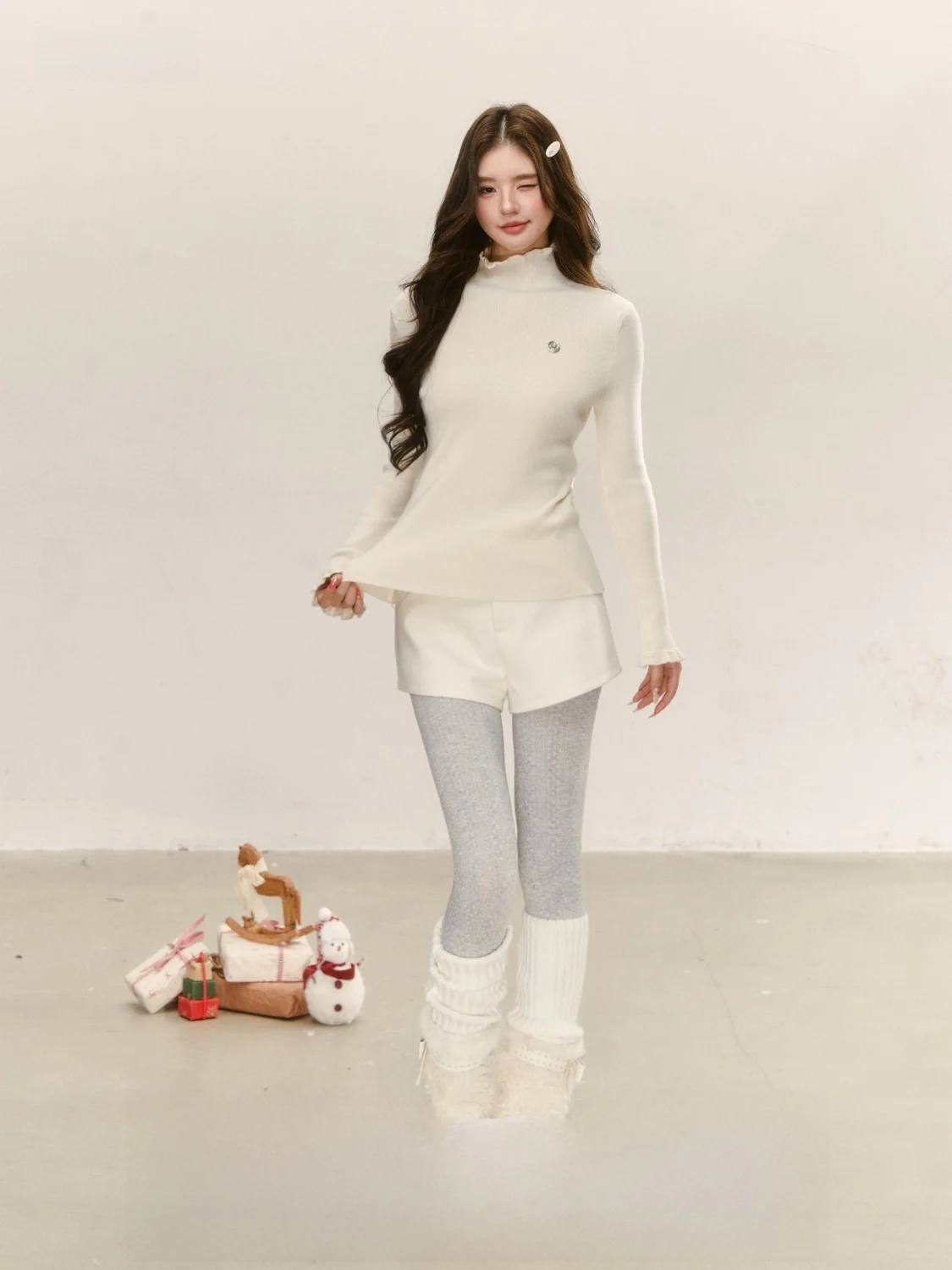 Peasluna Korean Style Woolen Short Pants High Waist Wide Leg A-Line Base Layer Casual Slimming Autumn Winter Women's Fashion