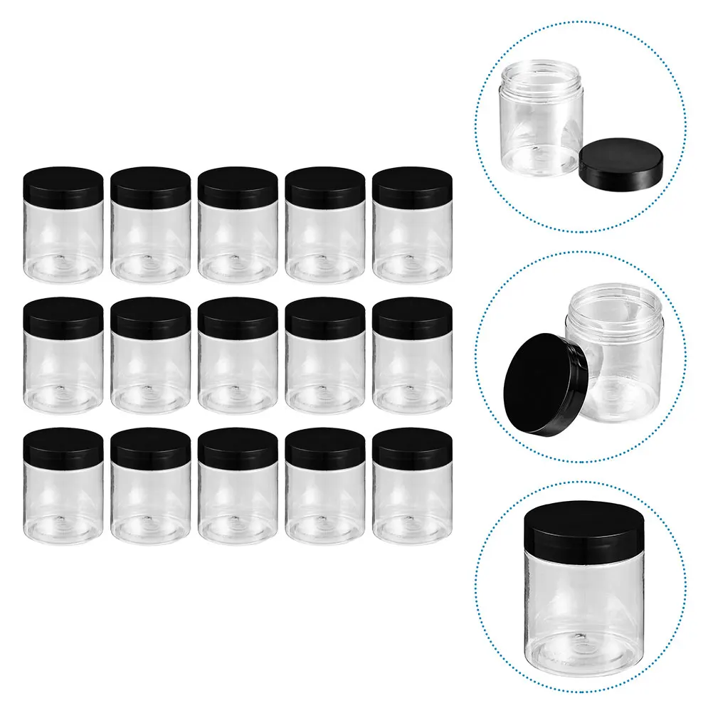 

15 Pcs Wide Mouth Jar Storage Jars Plastic Containers Big Makeup Cosmetics The Pet Cream Lotion Food