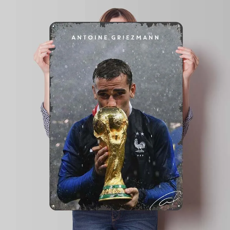 Antoine Griezmann Poster Soccer Sports Metal Signs Gaming Room Decoration Home Custom Tinplate Sign for Wall Art Decoration Door