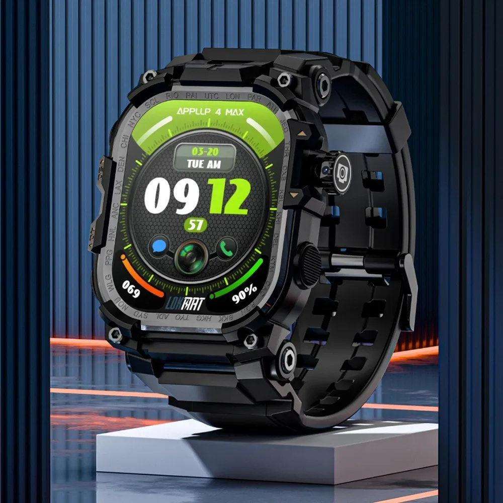 

LOKMAT 4G SIM-карта Android-часы для телефона APPLLP 7 MAX 2,06 квадратный большой экран Wi-Fi Смарт-часы с двойной камерой и фонариком Игровые часы