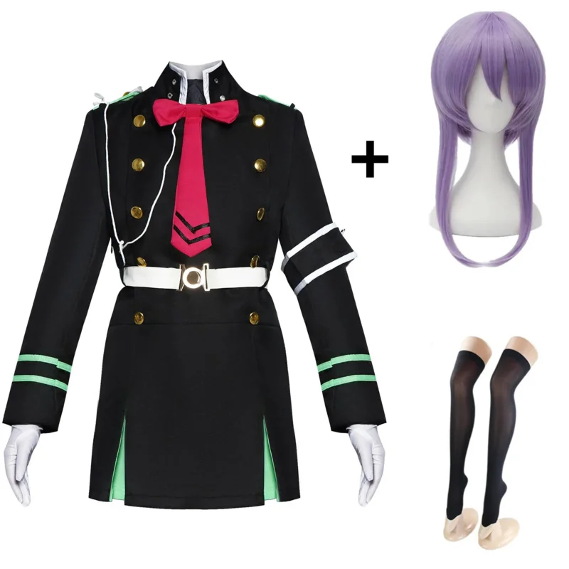 

Hiiragi Shinoa Anime Costume Wig Uniform Cosplay Battle Daily Outfit Halloween Party Women