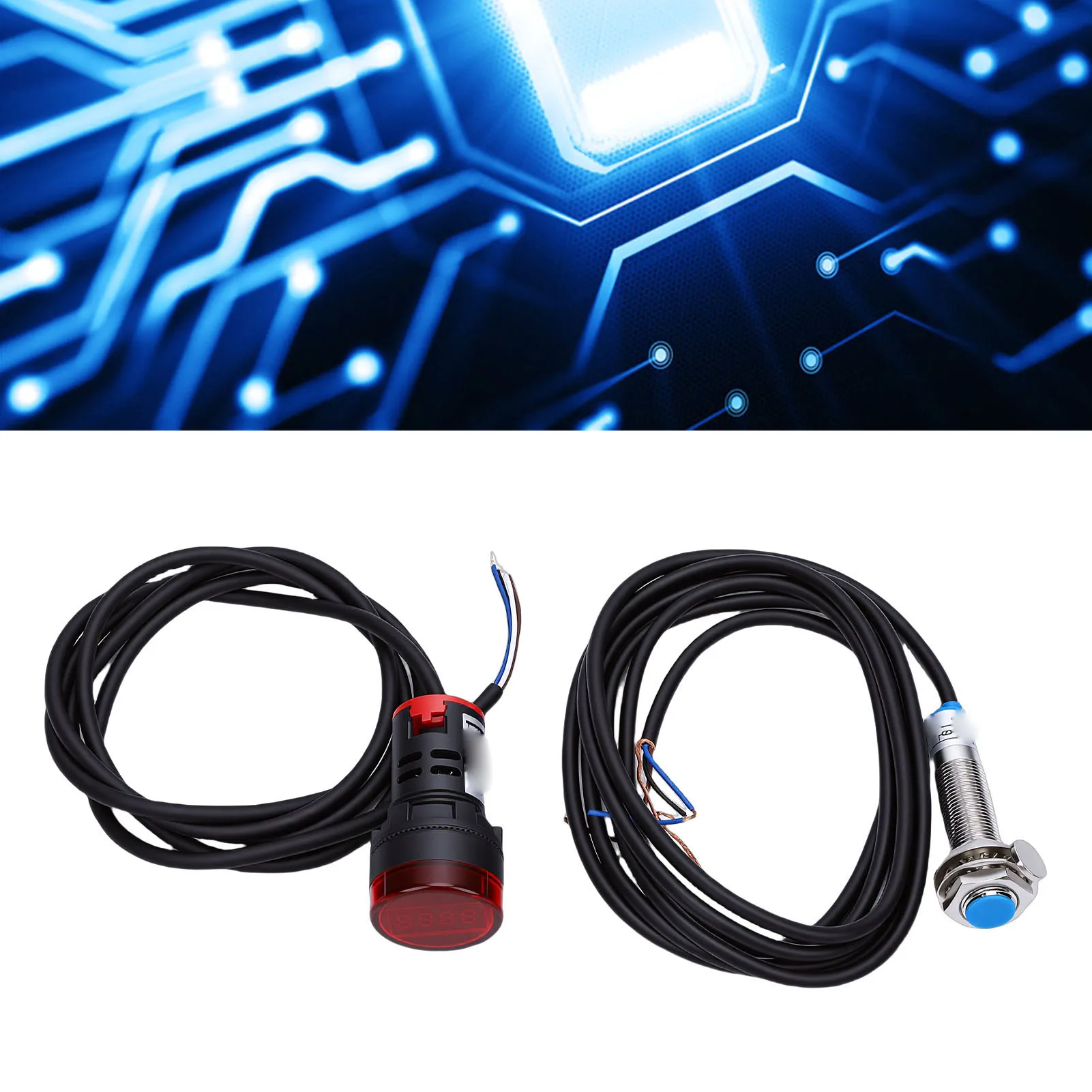 

Цифровой тахометр с 4-значным красным LED-дисплеем и магнитным датчиком Холла с защитой от помех, NPN, крепление 22 мм, 30-9999 об/мин