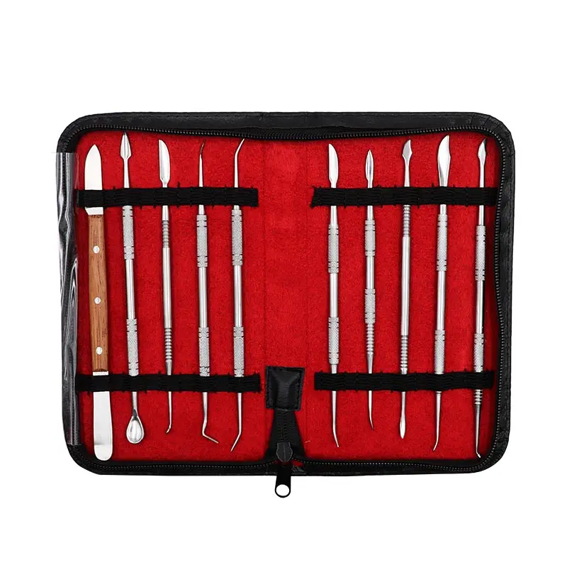 

10pcs/set Dental Spatula Plaster Knife Stainless Steel Versatile Teeth Wax Carving Tool Set Dental Instrument Dentist Tools