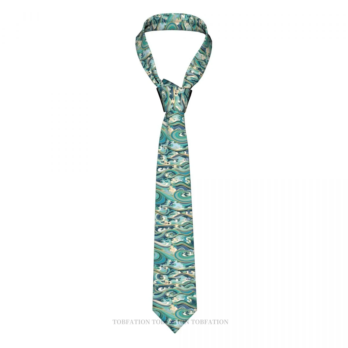 

Traditional Oriental Seamless Ocean Japanese Style New 3D Printing Tie 8cm Wide Necktie Shirt Accessories Party Decoration