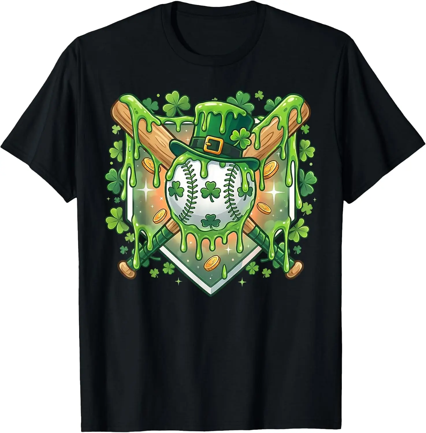 

Детская футболка St Patrick Day Baseball Drip Ice Cream Baseball Home Plate, черная, 180 г/м², 100% хлопок