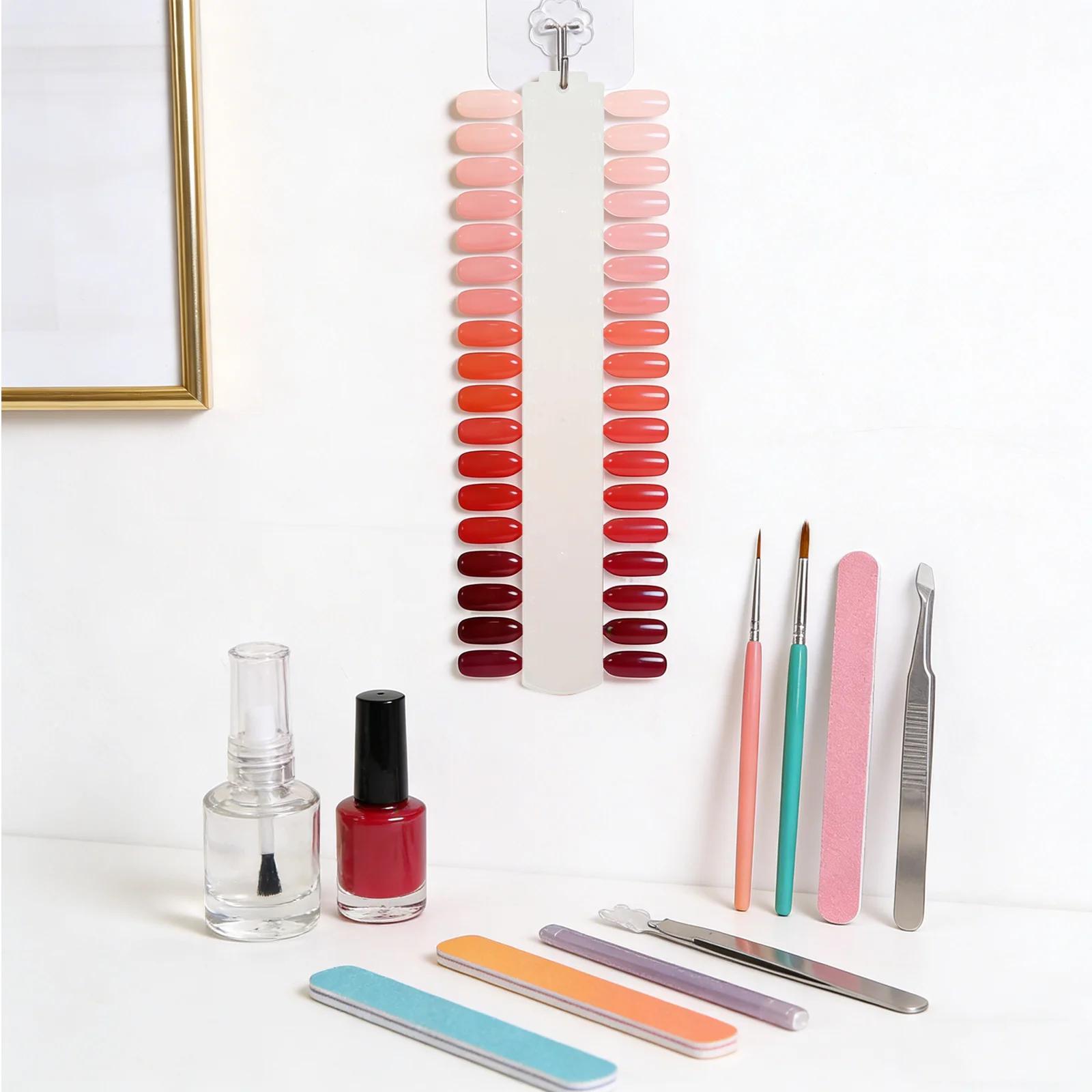 

2Pcs Nail Display Rack Long Strip Design 72 Colors Board for Nail Salon Efficient Polish Selection Manicure Practice Tool