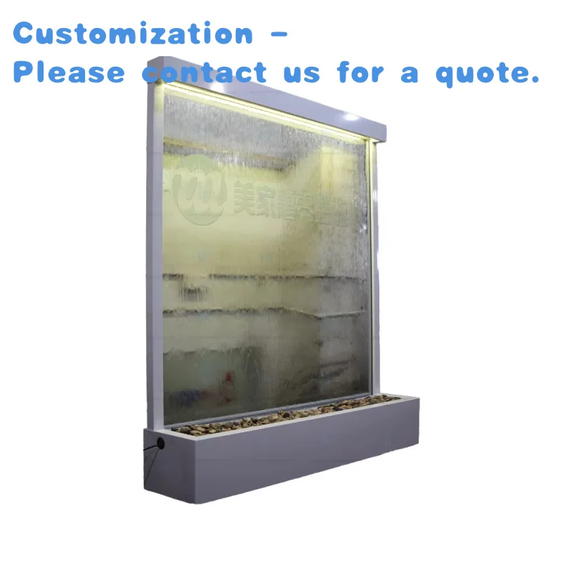 

custom.Customized Indoor Contemporary Design Floor-standing Waterfall Fountain with Company Glass Wall Garden Ornamen