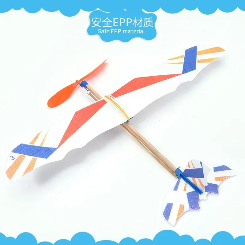 DIY Hand Throw Flying Glider Planes Elastic Rubber Band Powered Flying Airplane Assembly Model Kids Outdoor Toys For Children