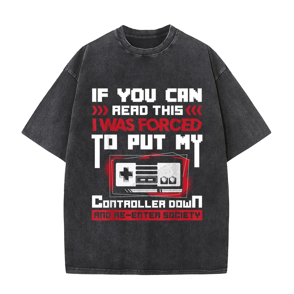 Forced to Put My Controller Away Gaming & Gamer T-Shirt Men's Clothes Anime Casual Tee Layering Cotton T Shirt Graphic Summer