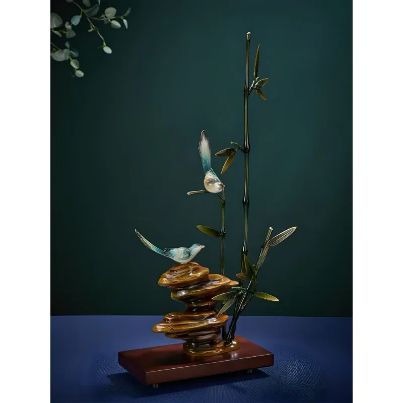 All-copper section rising bamboo entrance ornament high-end sense new Chinese living room decoration housewarming new home