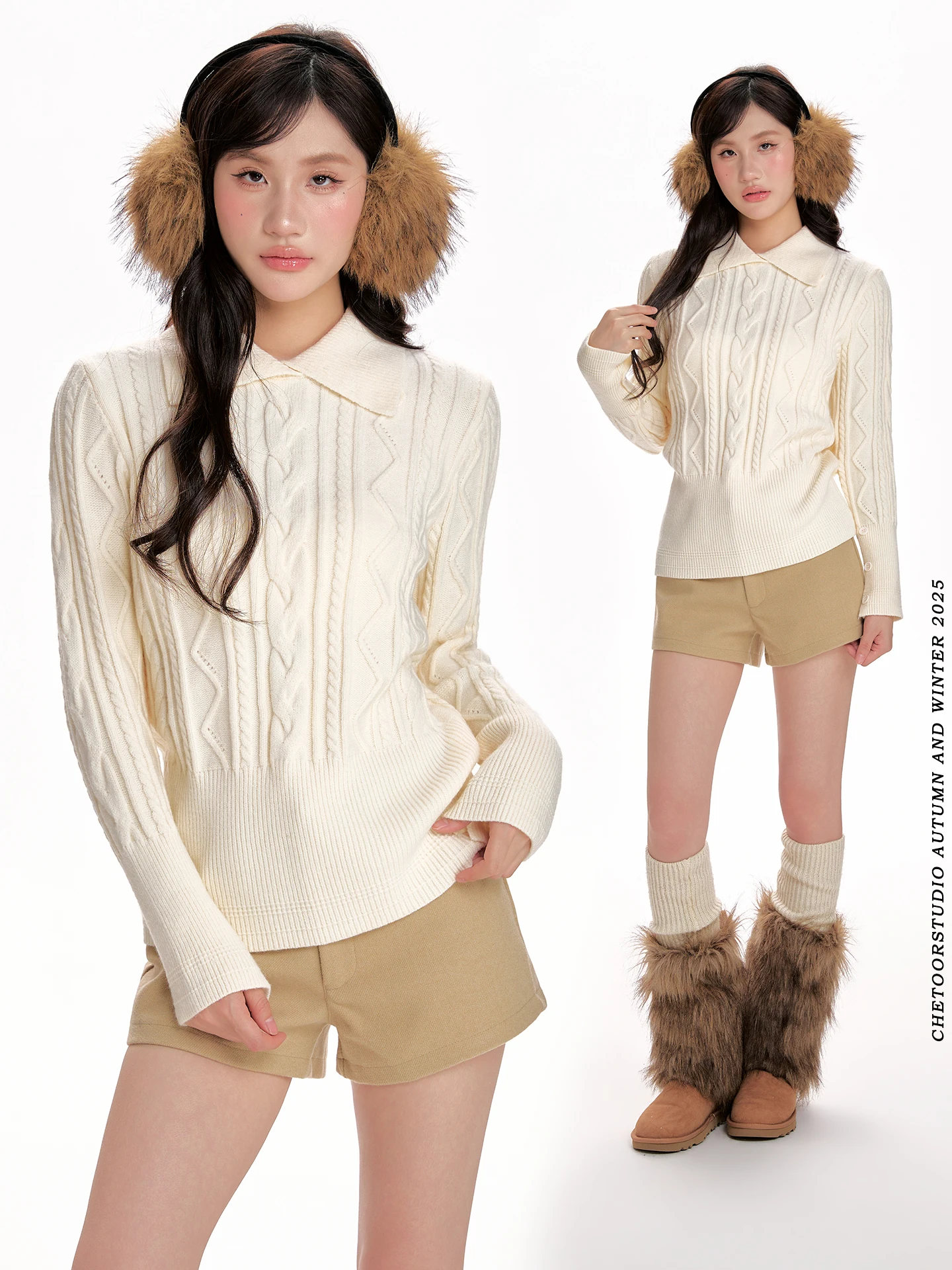 

Женский вязаный свитер с поясом на талии, с цветочным узором, в стиле колледж, с длинными рукавами, круглым вырезом, осень-зима